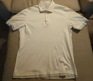 Brunello Cucinelli White Jersey Polo Shirt W/Faux Gray Sleeves And Hem